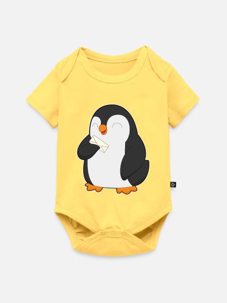 Pinguin Brief - Baby Premium Kurzarmbody - Pastellgelb