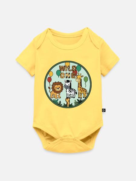 Wild One Tierfreunde Trio - Baby Premium Kurzarmbody - Pastellgelb