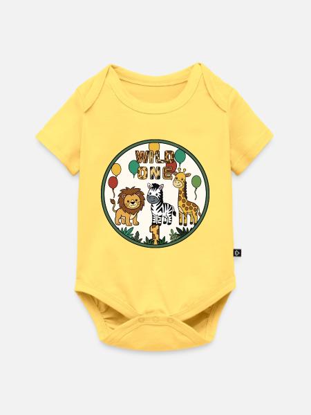 Wild One Zoodesign Ballonparty - Baby Premium Kurzarmbody - Pastellgelb