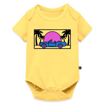 Convertible Palm Trees Sunset Graphic - Baby Premium short-sleeve bodysuit - sky yellow - Front