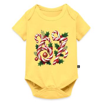 Candy 67 Weihnachtsdesign - Baby Premium Kurzarmbody - Pastellgelb - Vorne