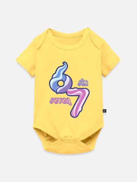 Candy Swirl 67 meme Neon Doodle - Baby Premium Kurzarmbody - Pastellgelb