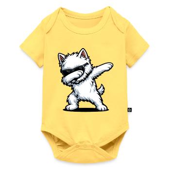 Dabbing West Highland White Terrier - Baby Premium Kurzarmbody - Pastellgelb - Vorne