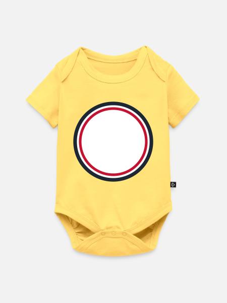 Kreis Rahmen Rot - Wunschtext Selbst Gestalten - Baby Premium Kurzarmbody - Pastellgelb