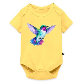Rainbow Hummingbird Watercolor - Baby Premium short-sleeve bodysuit - sky yellow - Front