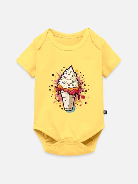 Eiscreme Becher - Baby Premium Kurzarmbody - Pastellgelb