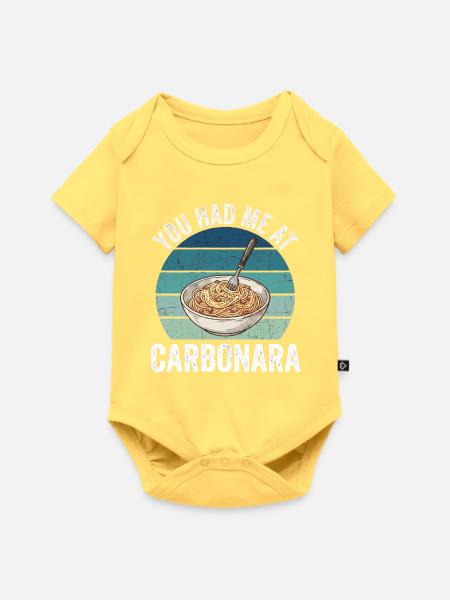 Du hattest mich bei Carbonara. - Baby Premium Kurzarmbody - Pastellgelb
