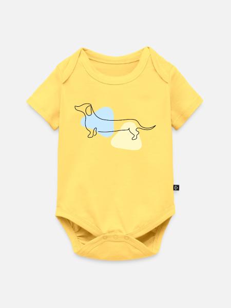 Line Art Dackel pastell - Baby Premium Kurzarmbody - Pastellgelb