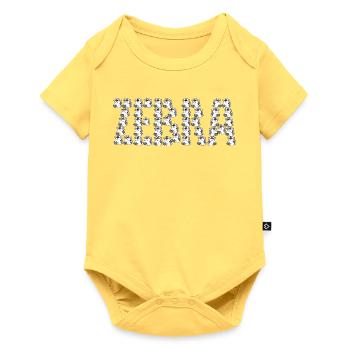 Zebra-Typografie von Cartoons - Baby Premium Kurzarmbody - Pastellgelb - Vorne