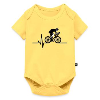 Rennrad Herzschlag EKG - Baby Premium Kurzarmbody - Pastellgelb - Vorne