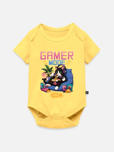 Skeleton Gamer Gaming Halloween - Baby Premium Kurzarmbody - Pastellgelb