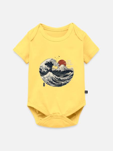 Fujiyama Wave - Baby Premium Kurzarmbody - Pastellgelb