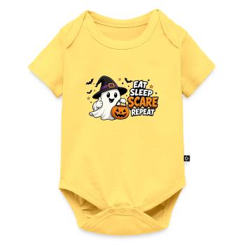 Halloween eat, sleep, scare, repeat - Baby Premium short-sleeve bodysuit - sky yellow - Front