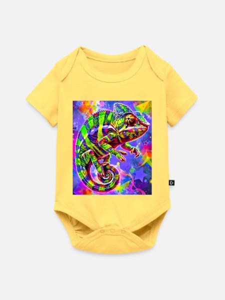 Chamäleon - Baby Premium Kurzarmbody - Pastellgelb
