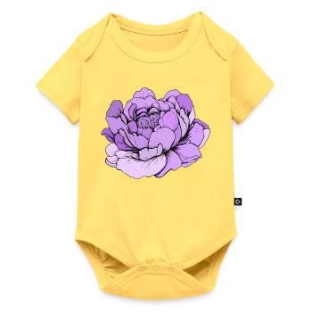 Purple Peony Line Art - Baby Premium short-sleeve bodysuit - sky yellow - Front
