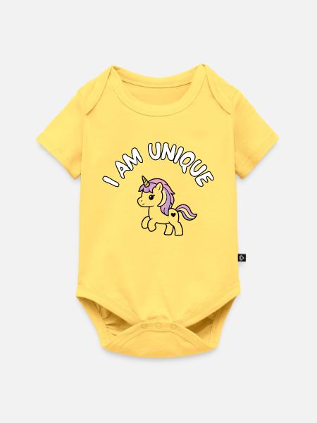 Ich bin einzigartig Einhorn - Baby Premium Kurzarmbody - Pastellgelb
