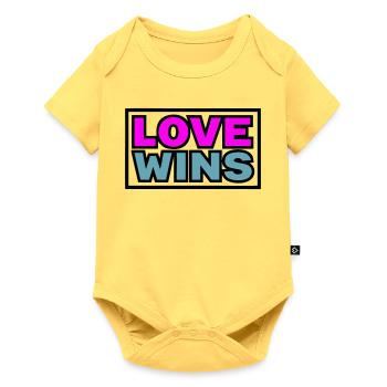 Love Wins Quote Graphic - Baby Premium short-sleeve bodysuit - sky yellow - Front