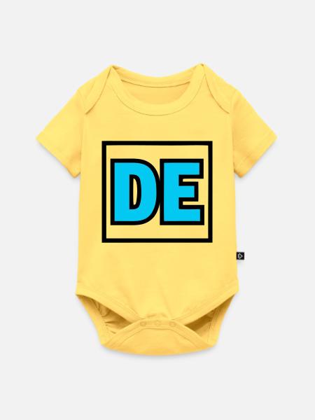DE Initialen Buchstaben Logo - Baby Premium Kurzarmbody - Pastellgelb