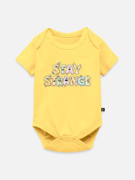 Strange Monster Letters - Baby Premium Kurzarmbody - Pastellgelb