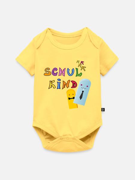 Schulkind - Baby Premium Kurzarmbody - Pastellgelb