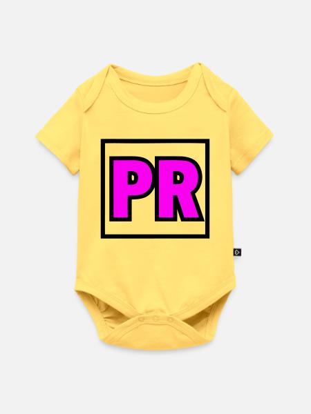 PR Initialen Rahmen Logo - Baby Premium Kurzarmbody - Pastellgelb