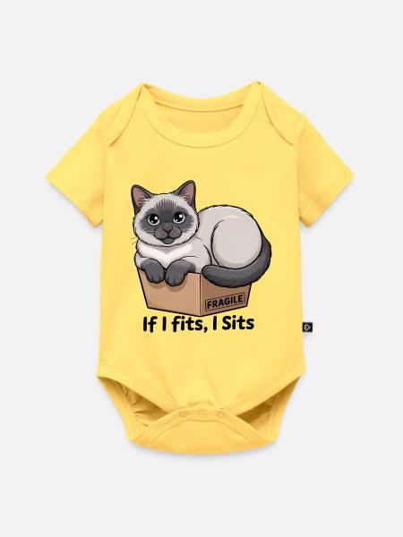 Fragiles Katzen-im-Box-Meme - Baby Premium Kurzarmbody - Pastellgelb