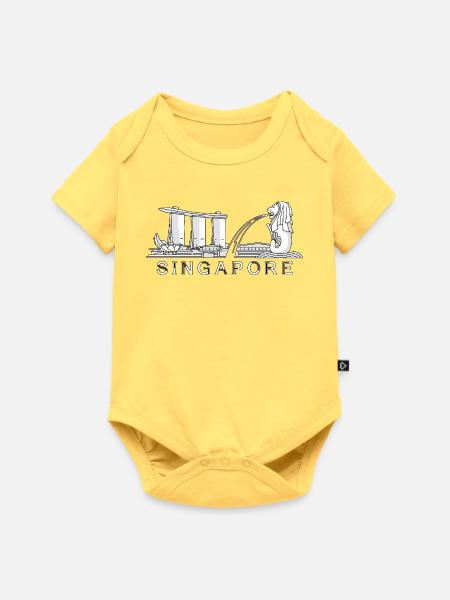 Singapur Skyline Ikonischer Singapur-Tourist - Baby Premium Kurzarmbody - Pastellgelb