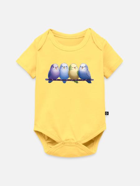 Wellensittiche - Baby Premium Kurzarmbody - Pastellgelb