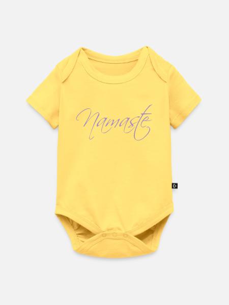 Namaste Schrift - Baby Premium Kurzarmbody - Pastellgelb
