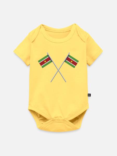 Surinam-Flagge - Baby Premium Kurzarmbody - Pastellgelb