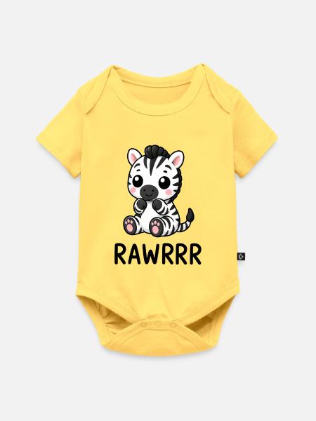 Süßes Zebra Kawaii Cartoon - Baby Premium Kurzarmbody - Pastellgelb