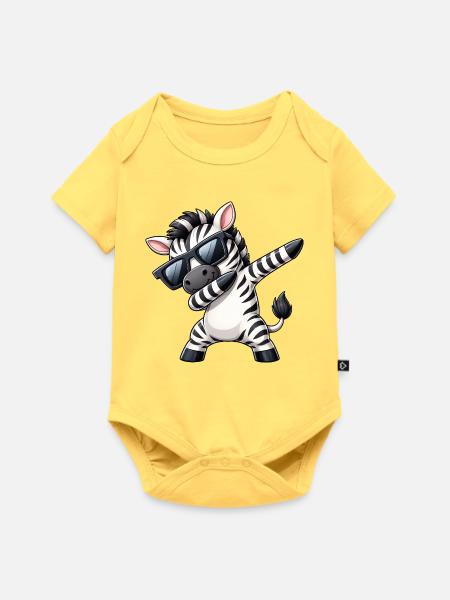 Zebra Dab Cool Sommer Cartoon - Baby Premium Kurzarmbody - Pastellgelb