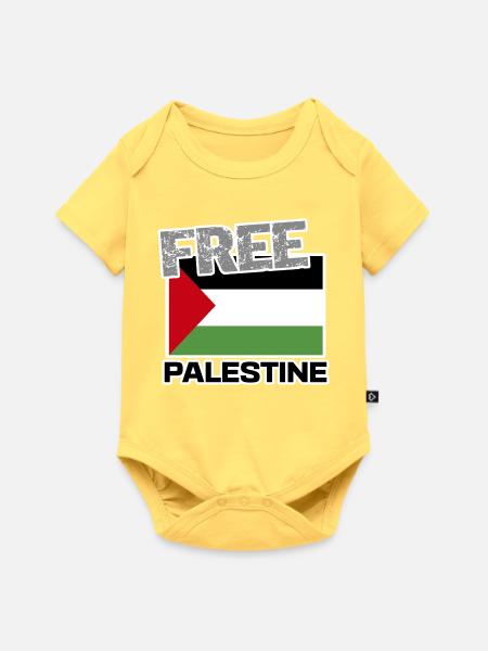 freepalestine - Baby Premium Kurzarmbody - Pastellgelb