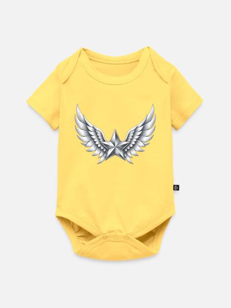 Engelsflügel Stern - Baby Premium Kurzarmbody - Pastellgelb