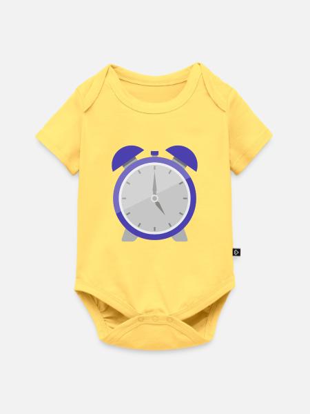 Wecker - Baby Premium Kurzarmbody - Pastellgelb