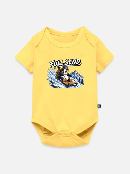 Penguin Adventure – VOLLES SENDEN. - Baby Premium Kurzarmbody - Pastellgelb