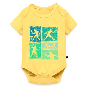 Tischtennis Moodboard für Ping-Pong Spieler - Baby Premium Kurzarmbody - Pastellgelb - Vorne