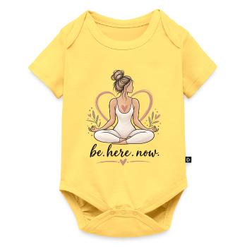 Be Here Now – Mindfulness & Yoga - Baby Premium Kurzarmbody - Pastellgelb - Vorne