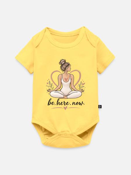 Be Here Now – Mindfulness & Yoga - Baby Premium Kurzarmbody - Pastellgelb