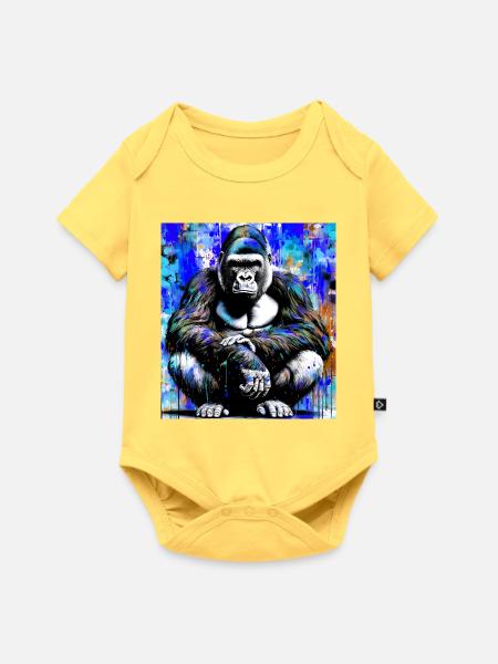 Gorilla - Baby Premium Kurzarmbody - Pastellgelb