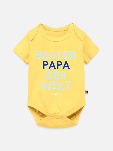 Bester Papa der Welt (wirklich) - Baby Premium Kurzarmbody - Pastellgelb