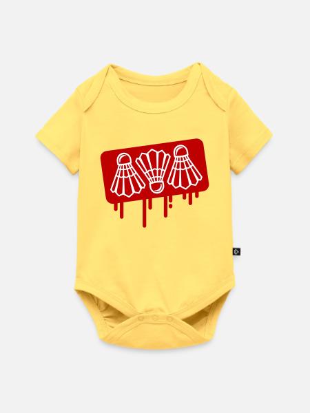 Badminton Federball Symbol - Baby Premium Kurzarmbody - Pastellgelb