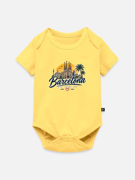 Barcelona – Ciutat, Cultura & Vida - Baby Premium Kurzarmbody - Pastellgelb