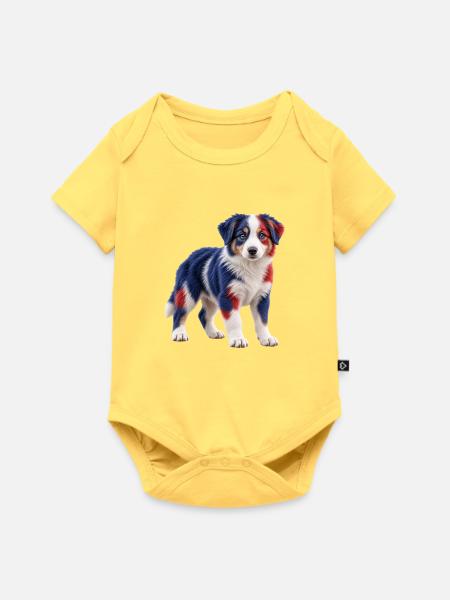 Australischer Schäferhund - Baby Premium Kurzarmbody - Pastellgelb