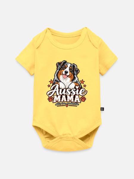 Aussie Mama – Geschenk für Aussie Fans - Baby Premium Kurzarmbody - Pastellgelb