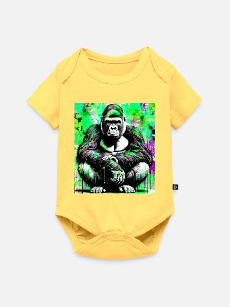 Gorilla - Baby Premium Kurzarmbody - Pastellgelb
