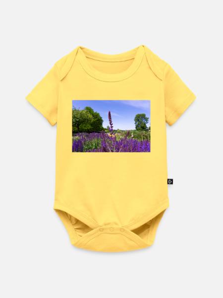 Blooming Lavender in Summer - Baby Premium Kurzarmbody - Pastellgelb