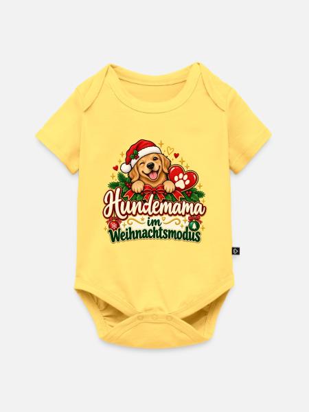 Hundemama im Weihnachtsmodus - Baby Premium Kurzarmbody - Pastellgelb