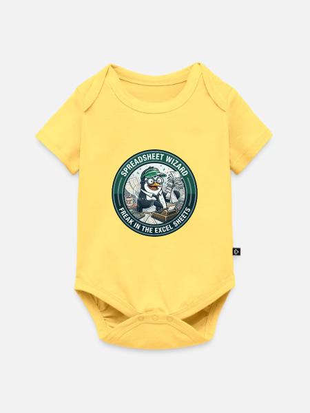 Lustiges Buchhalter-Pinguin-Tabellen-Zauberer-Abzeichen - Baby Premium Kurzarmbody - Pastellgelb