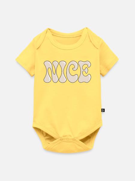 Schönes Retro-Bubble Beige - Baby Premium Kurzarmbody - Pastellgelb